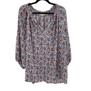 Max Studio Peasant Blue/White/Orange Top Women's Size 3X
